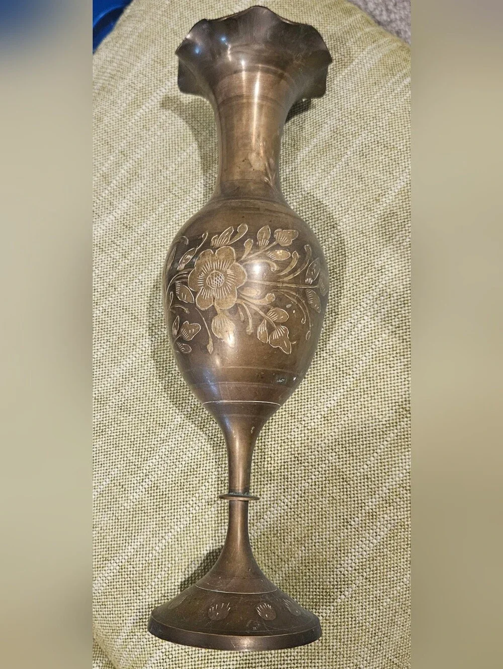 Solid Brass Floral Vintage Vase